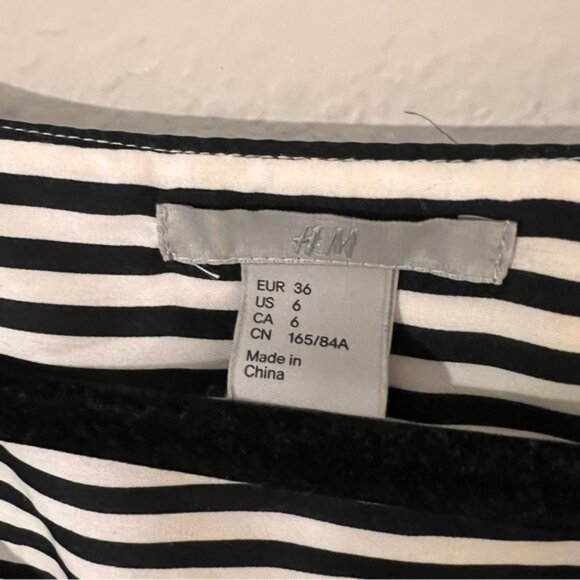 H&M Black & White Striped Sleeveless Pleated Blouse – Size 6 – 100% Polyester - Picture 5 of 8